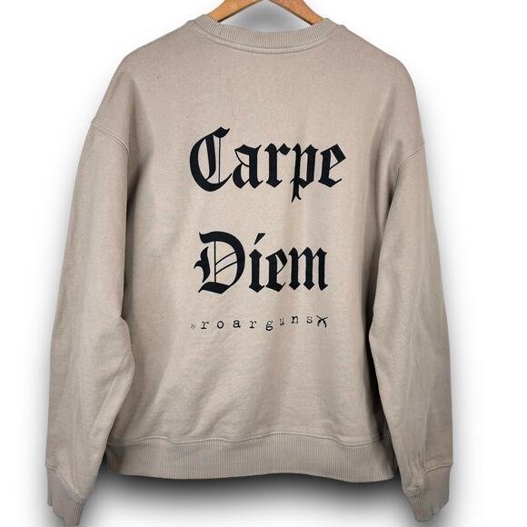 RRGS Roarguns Japan Carpe Diem Tan Sweatshirt Heavyweight Cotton Size Medium - Picture 5 of 8